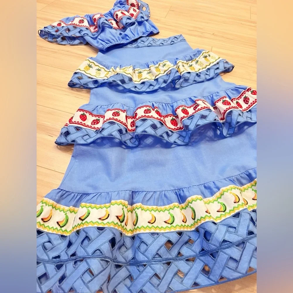 Vibrant Blue Off-Shoulder Skirt Set - Picture 10 of 10